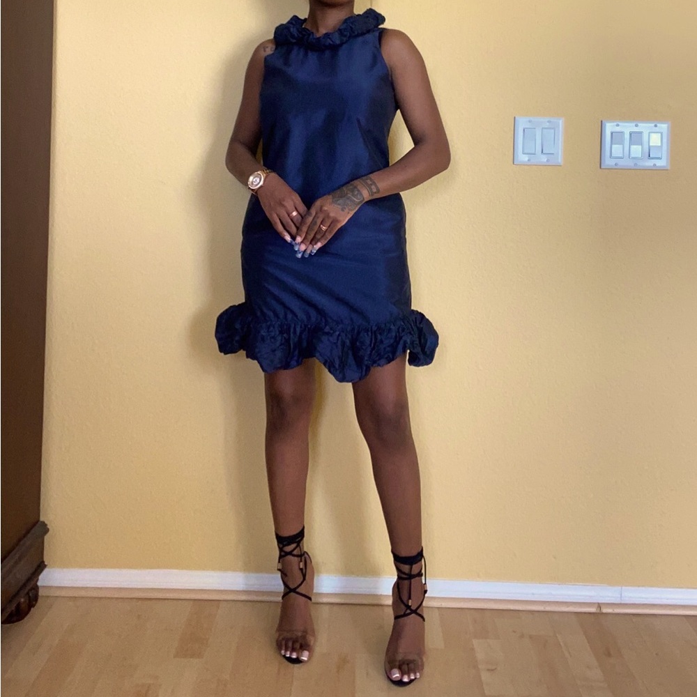 Like New! Samantha Treacy Ruffled Cocktail Dress with Pockets